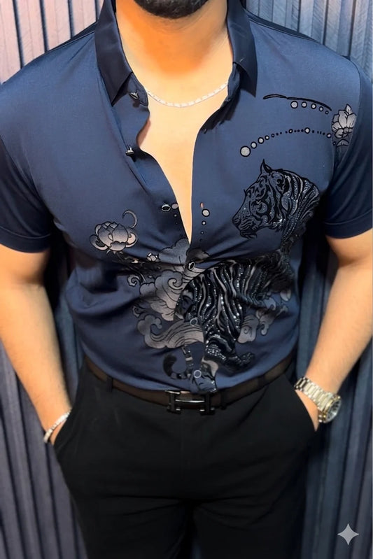 JAGUAR ROAR JACQUARD HALF SLEEVE SHIRT - SET OF 12 PCS ( M L XL XXL ) x Rs.1095