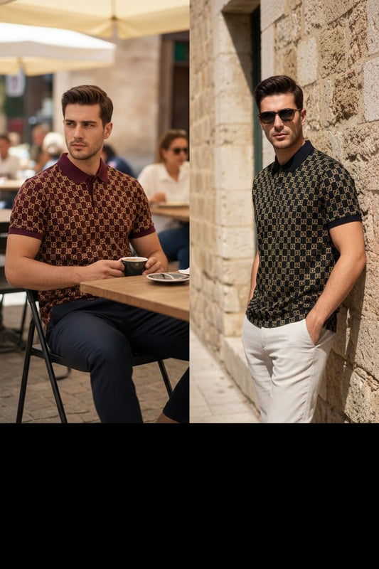 GUCCI GOLD PRINT ALL OVER IMPORTED TSHIRT - SET OF 20 PCS (M L XL XXL) x Rs.495