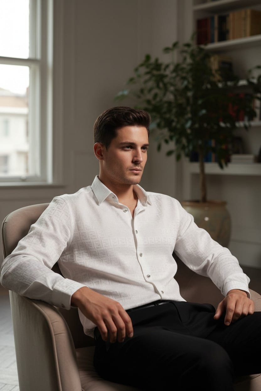 ALL OVER FENDI JACQUARD SHIRT - SET OF 4 PCS ( M L XL XXL ) x Rs. 495