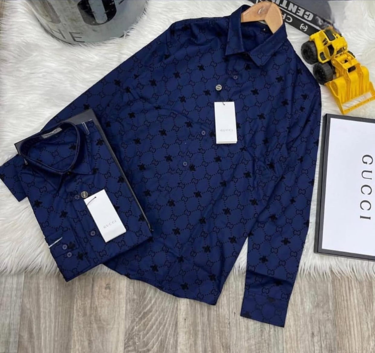 GG ALL OVER FLOCK SHIRT - SET OF 8 PCS ( M L XL XXL ) x Rs. 495