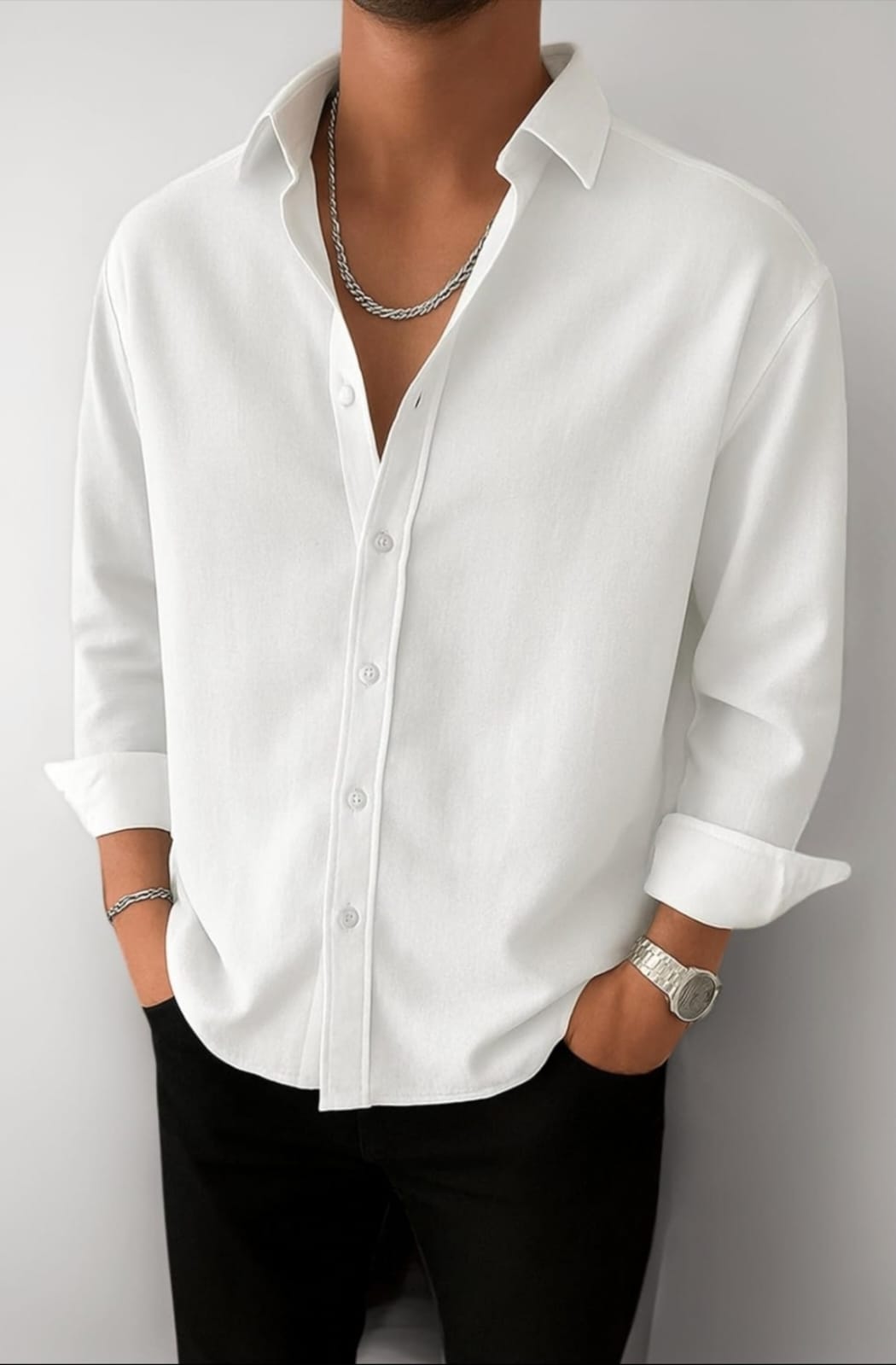 SOLID COTTON WHITE SHIRT