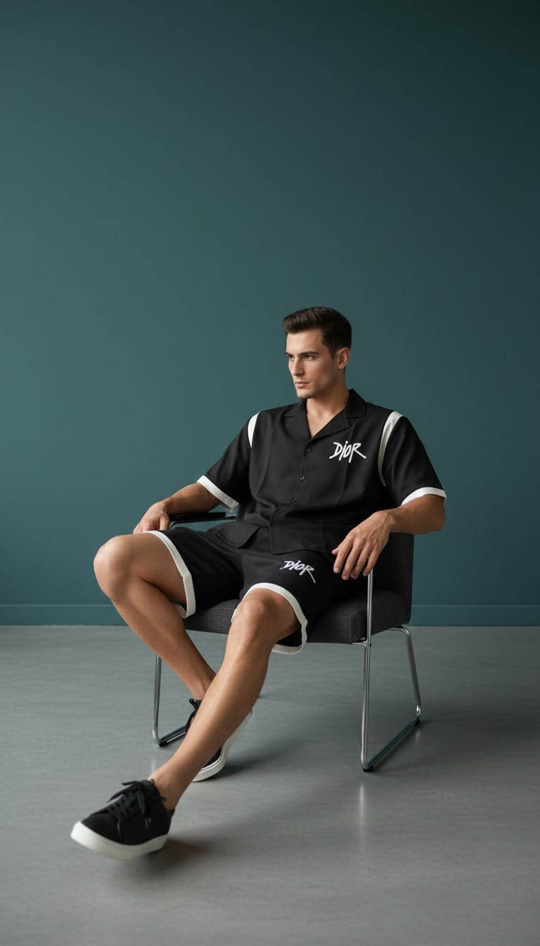DIOR SHORTS COORDSET BLACK