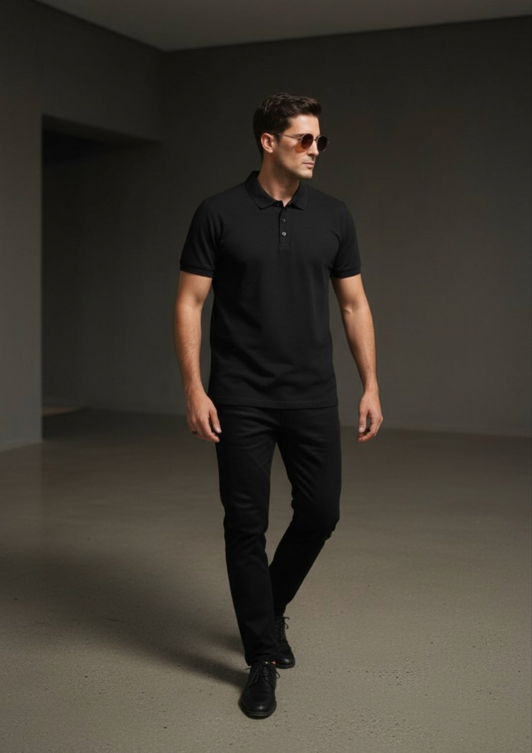 SOLID POLO TSHIRT BLACK
