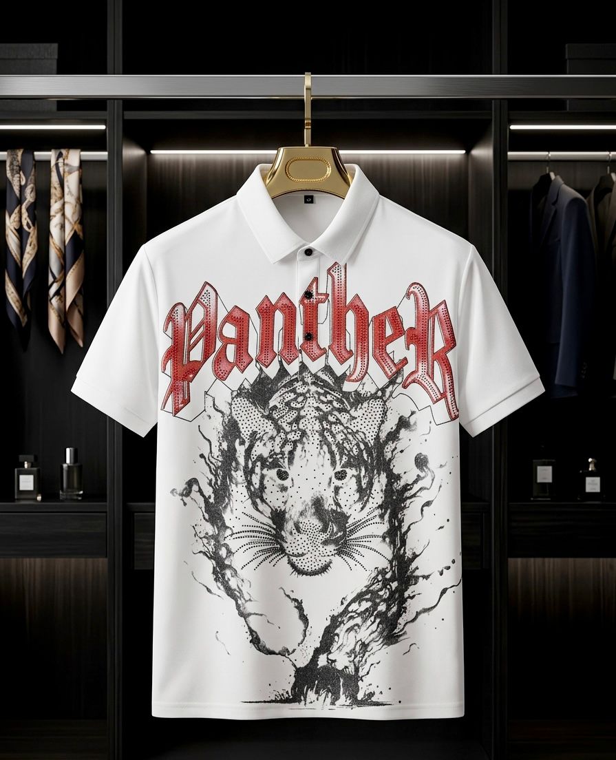 PANTHER STONE PRINTED TSHIRT - SET OF 8 PCS (M L XL XXL) x Rs. 495