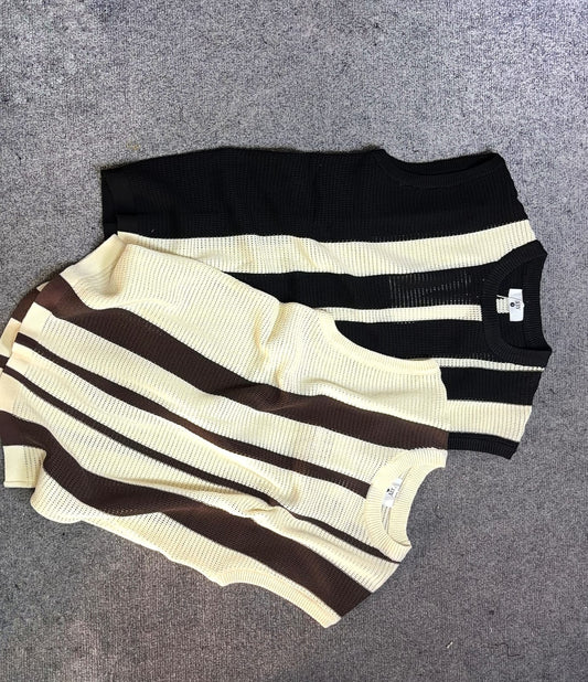 KNITTED SANDO STRIP|| CHINA|| - SET OF 8 PCS ( M L XL XXL ) x Rs.695