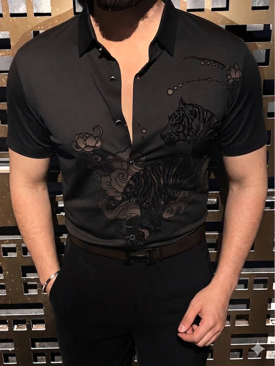JAGUAR ROAR JACQUARD HALF SLEEVE SHIRT - SET OF 12 PCS ( M L XL XXL ) x Rs.1095