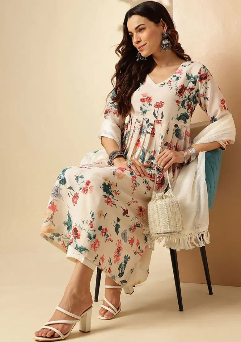 White Embroidered Cotton Kurta Set Pehenawa