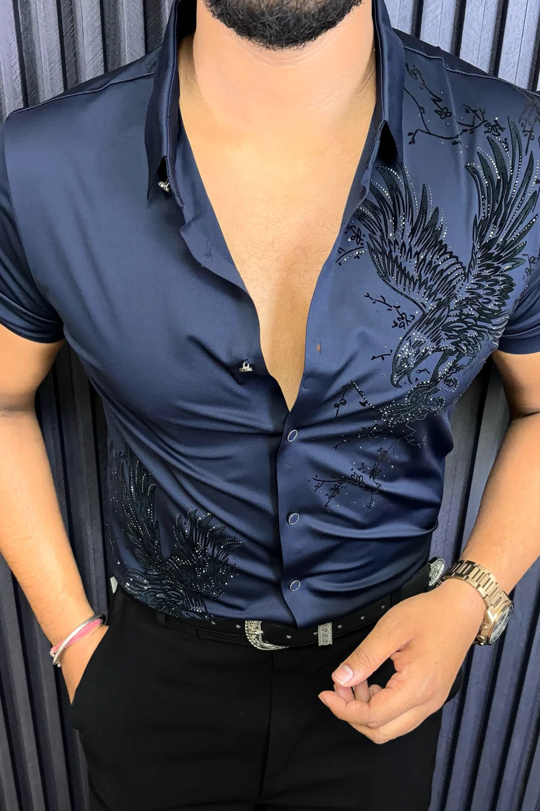 PHOENIX JACQUARD HALF SLEEVE SHIRT - SET OF 16 PCS ( M L XL XXL ) x Rs.1095