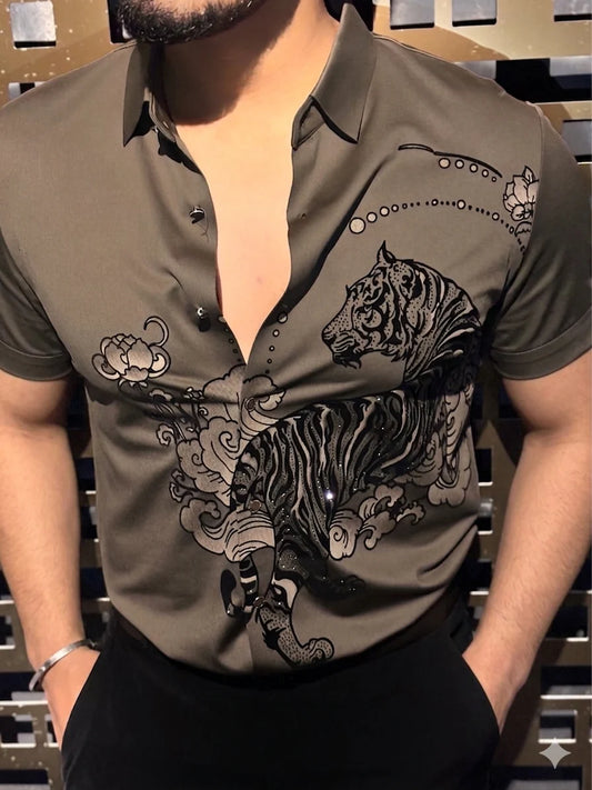 JAGUAR ROAR JACQUARD HALF SLEEVE SHIRT - SET OF 12 PCS ( M L XL XXL ) x Rs.1095