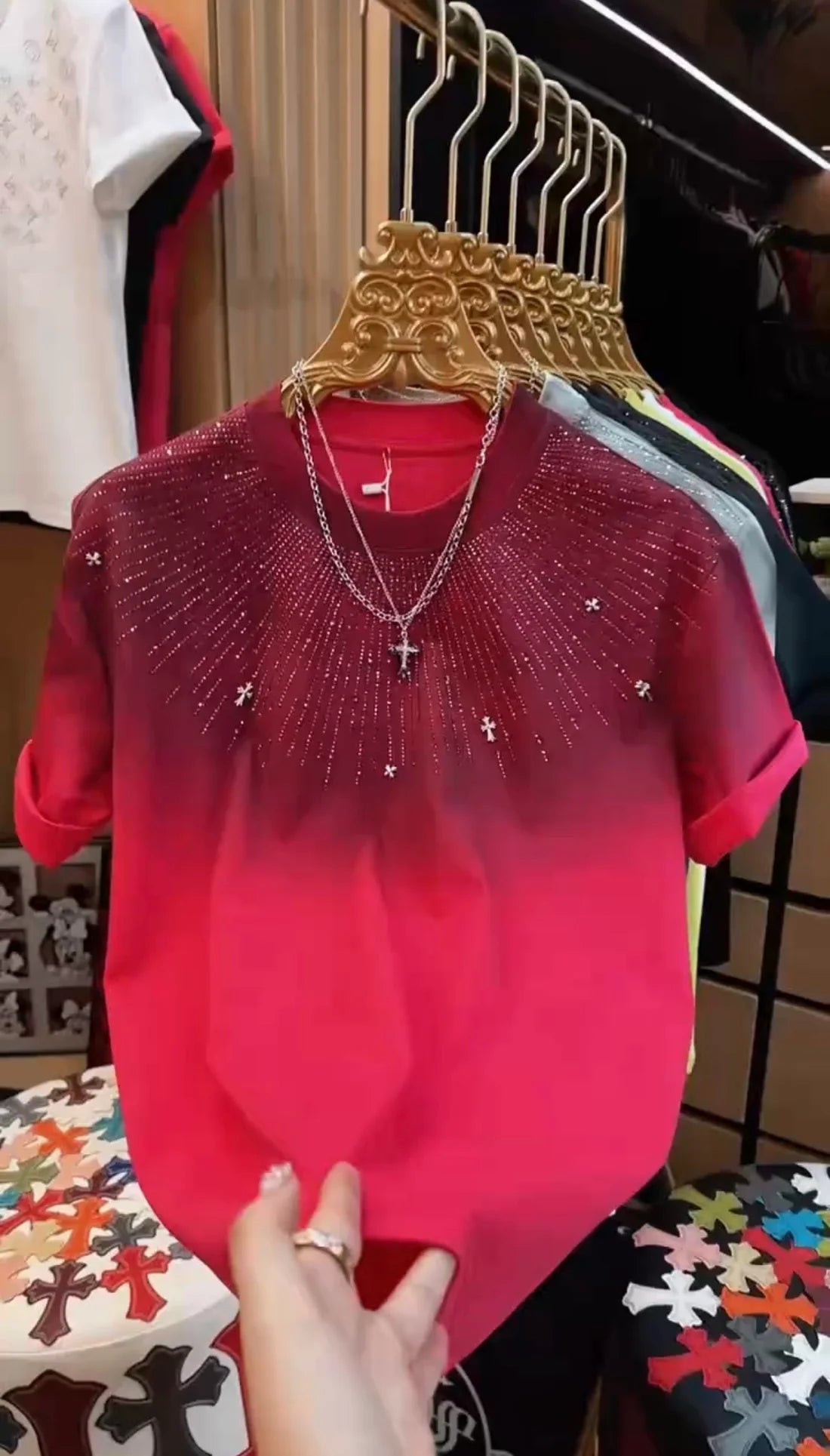 RUBY GALAXY LUXURY DIAMOND RHINESTONE TSHIRT - SET OF 12 PCS (M L XL XXL) x Rs.850
