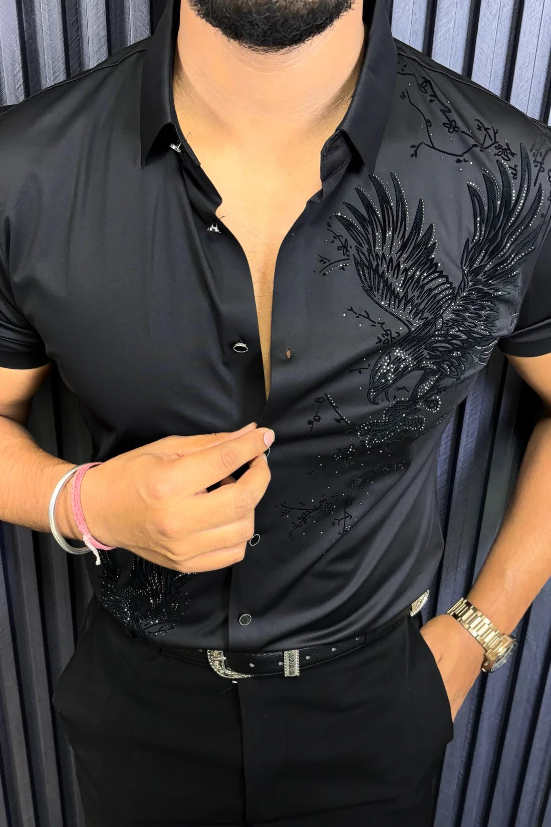 PHOENIX JACQUARD HALF SLEEVE SHIRT - SET OF 16 PCS ( M L XL XXL ) x Rs.1095
