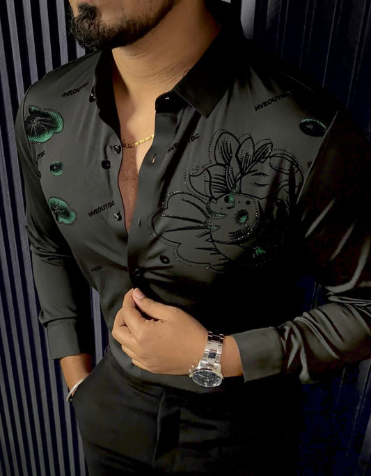 VELOR FLORA STITCHLESS SHIRT - SET OF 12 PCS ( M L XL XXL )  x Rs. 1195