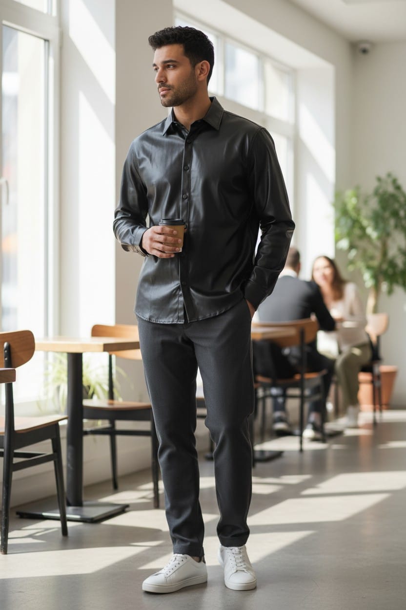 LEATHER SHIRT BLACK