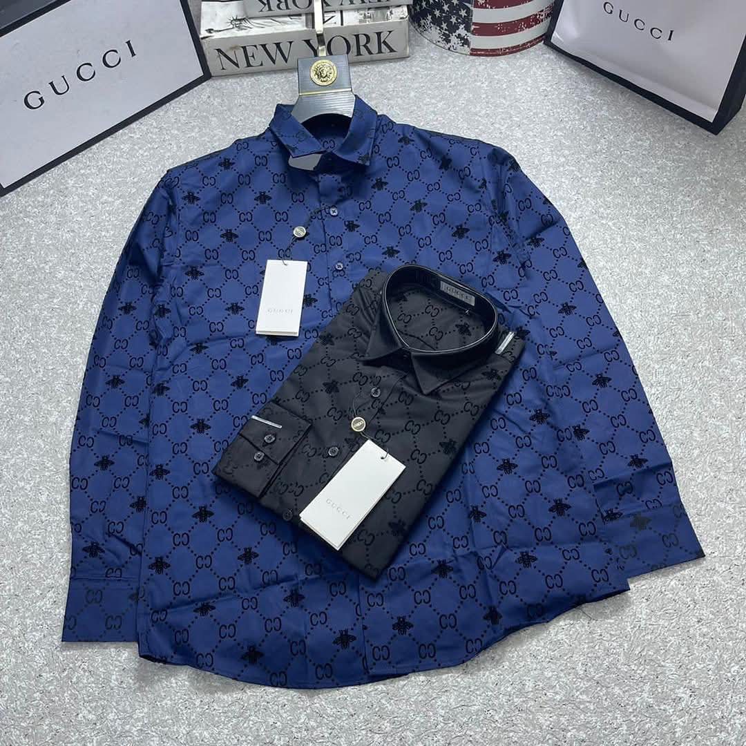 GG ALL OVER FLOCK SHIRT - SET OF 8 PCS ( M L XL XXL )  x Rs. 495