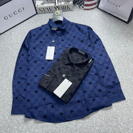 GG ALL OVER FLOCK SHIRT - SET OF 8 PCS ( M L XL XXL )  x Rs. 495