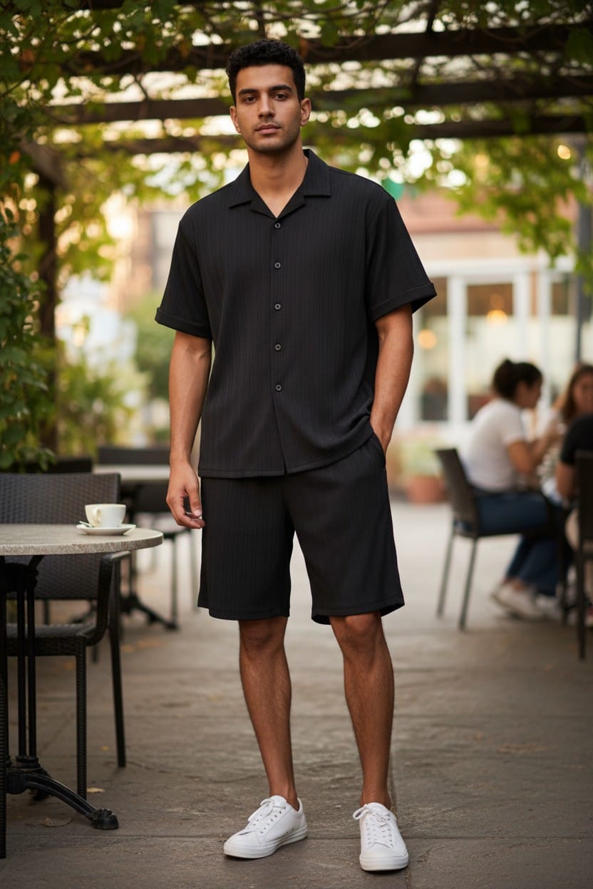 SOLID SHORTS COORDSET BLACK