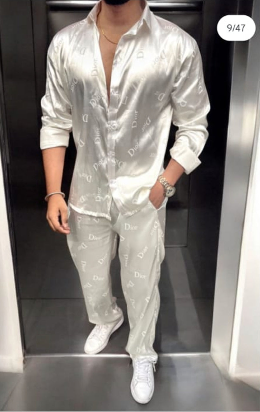 DIOR SILK COORDSET WHITE