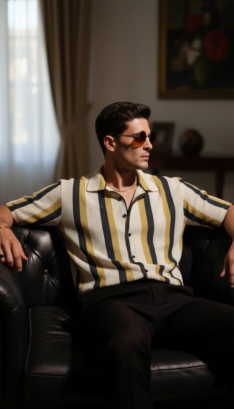 KNITTED STRIPES SHIRT