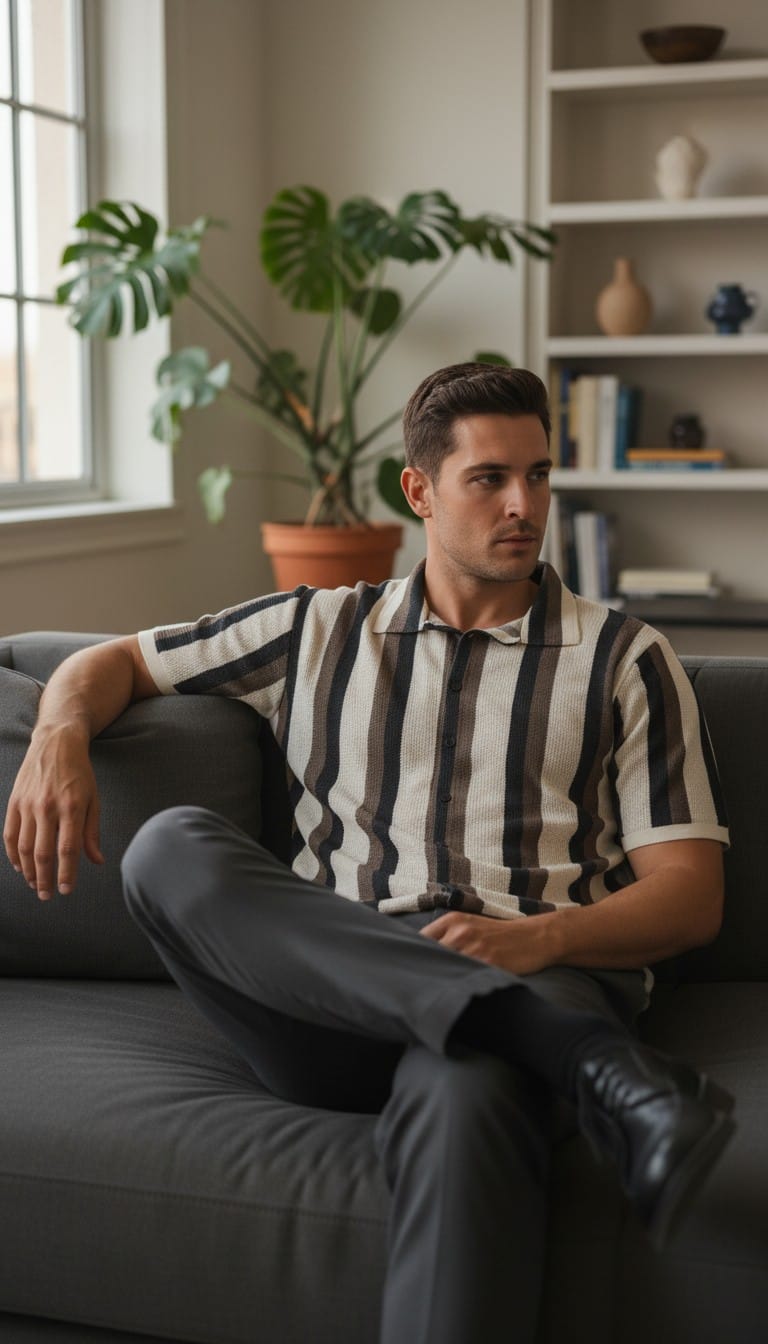 KNITTED STRIPES SHIRT