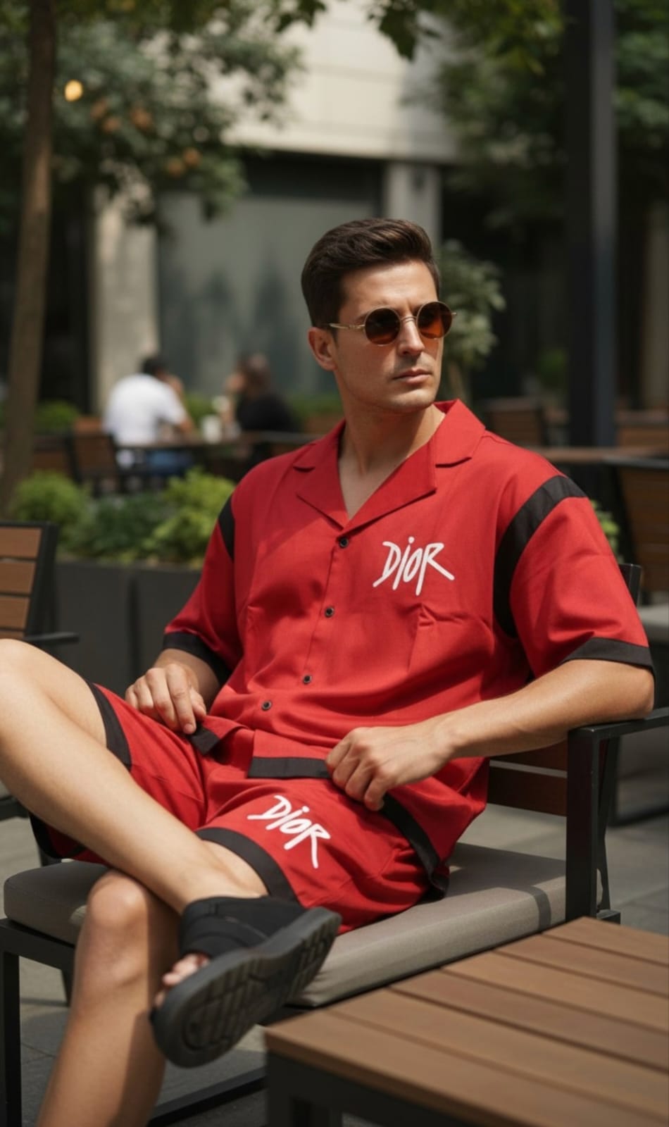 DIOR SHORTS COORDSET RED