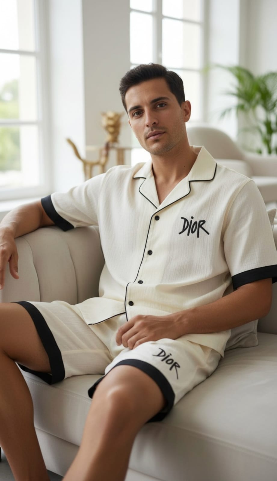 DIOR SHORTS COORDSET WHITE