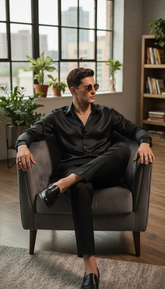 BLACK SOLID JAPANESE SHIRT