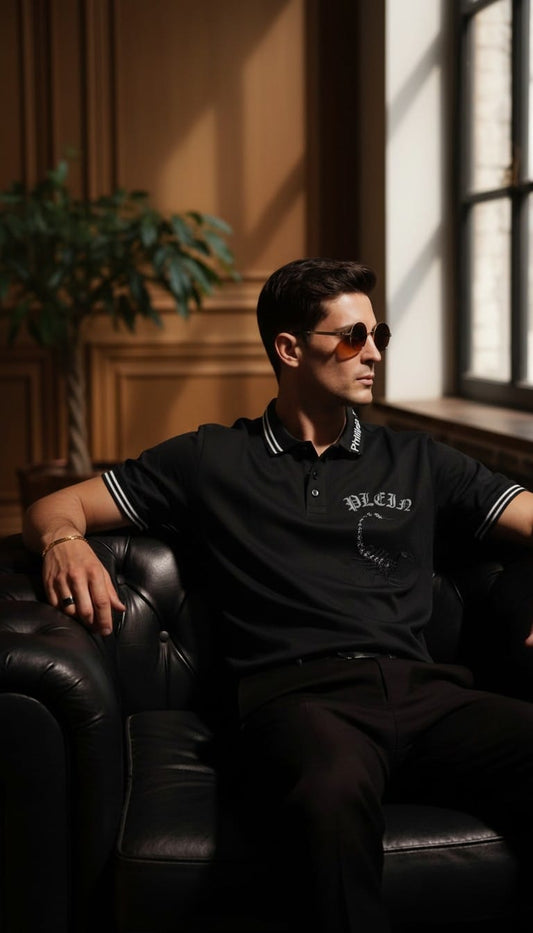 PHILIP PLEIN RIB COLLAR TSHIRT
