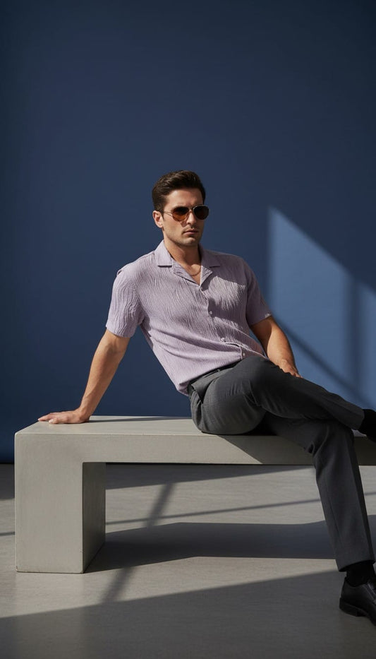 ZIG ZAG FABRIC SHIRT LAVENDER