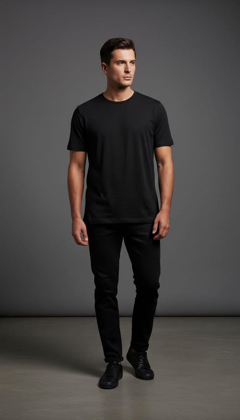 SOLID LYCRA TSHIRT BLACK