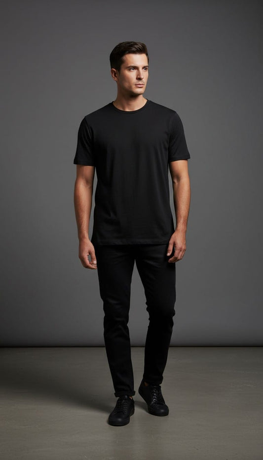 SOLID LYCRA TSHIRT BLACK