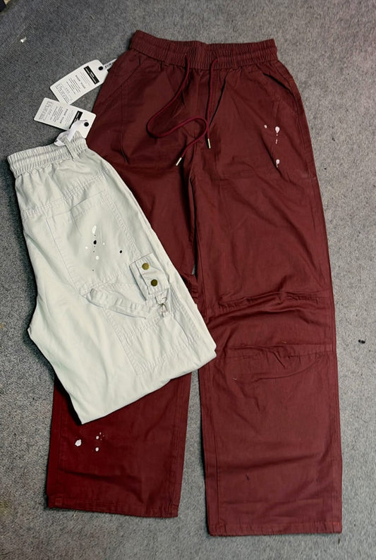 IMPORTED PARACHUTE INK DARTED BAGGY CARGO - SET OF 12 PCS ( M L XL XXL ) x Rs.795