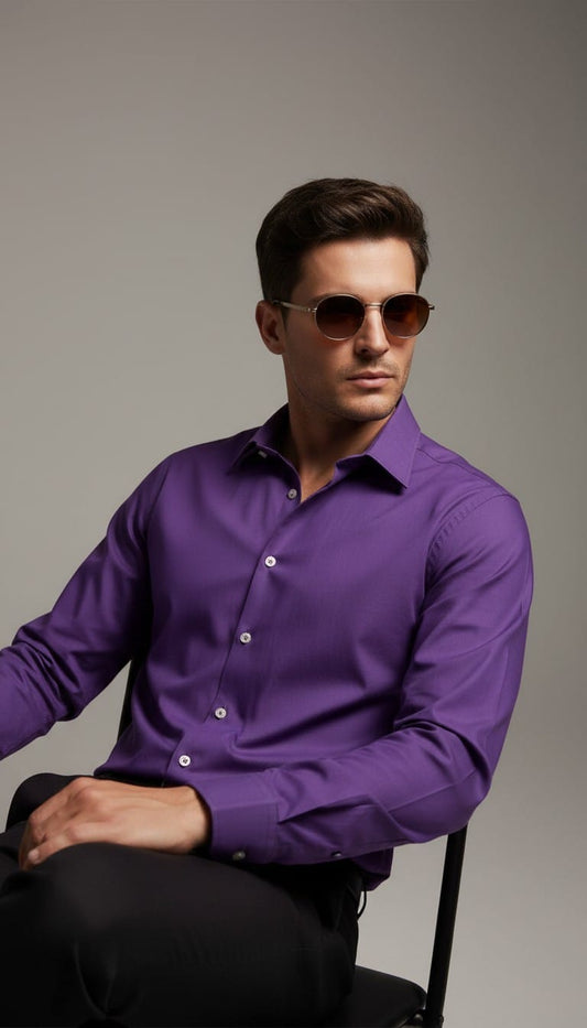 SOLID PURPLE CHINESE SHIRT