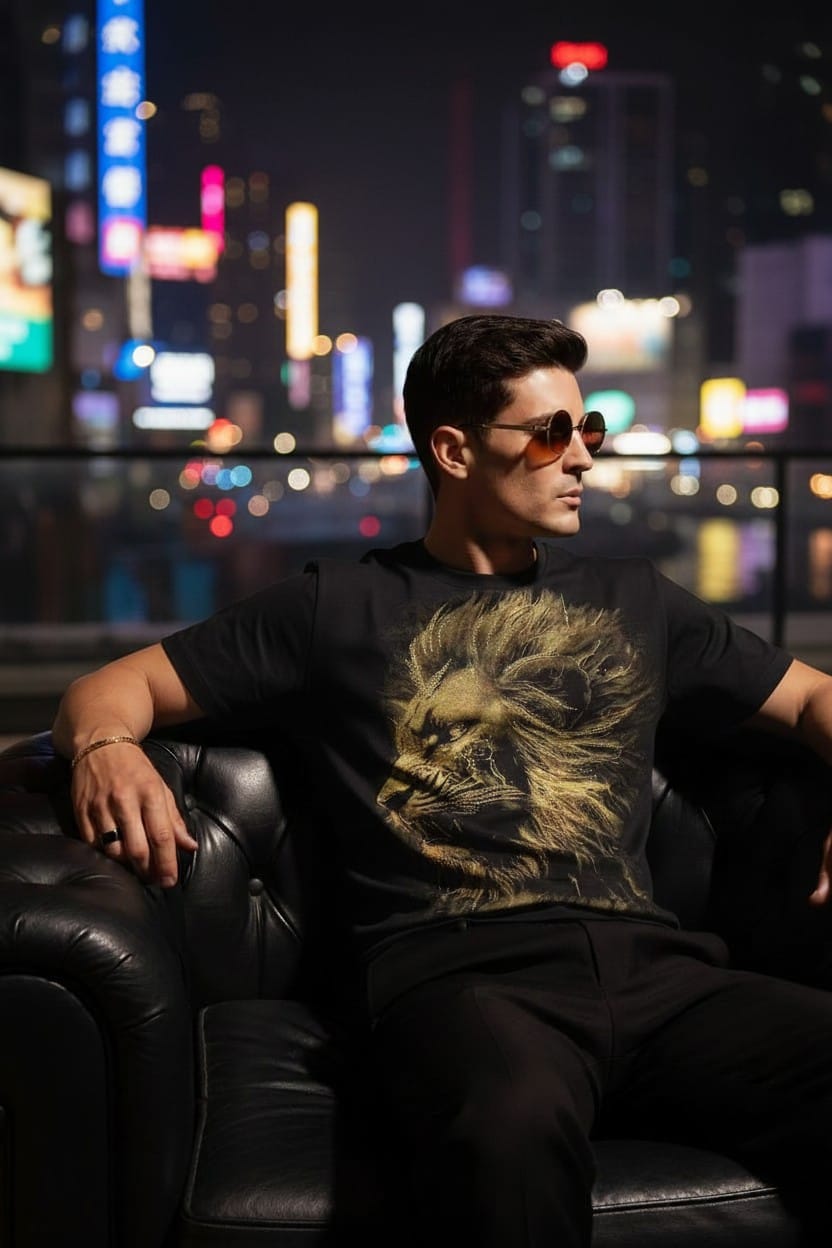 LION ROARING CHINA IMPORTED TSHIRT - SET OF 8 PCS (M L XL XXL) x Rs. 595