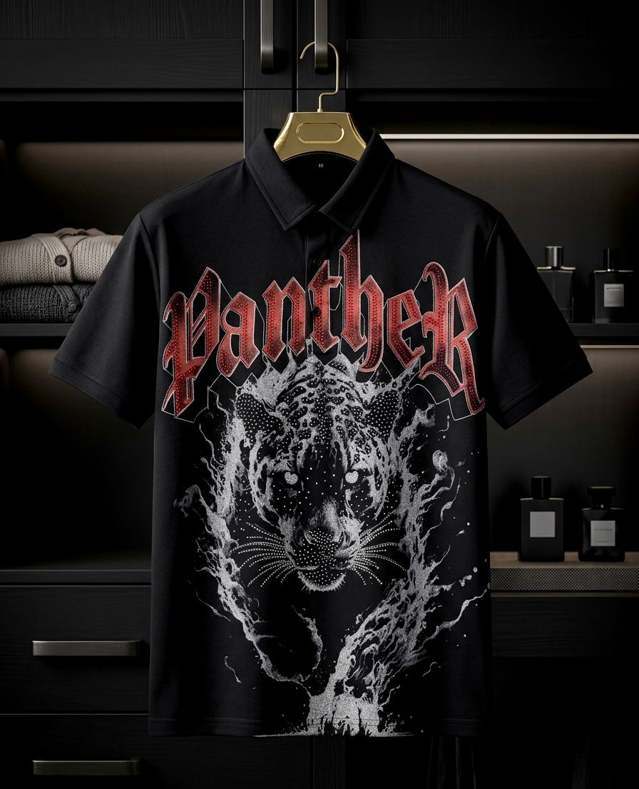 PANTHER STONE PRINTED TSHIRT - SET OF 8 PCS (M L XL XXL) x Rs. 495