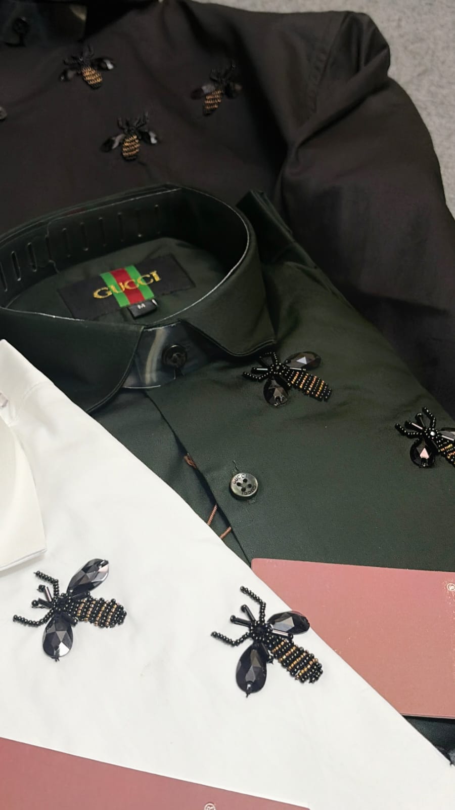 HAND EMBROIDERY SATIN COTTON SHIRT - SET OF 4 PCS ( M L XL XXL ) x Rs.595