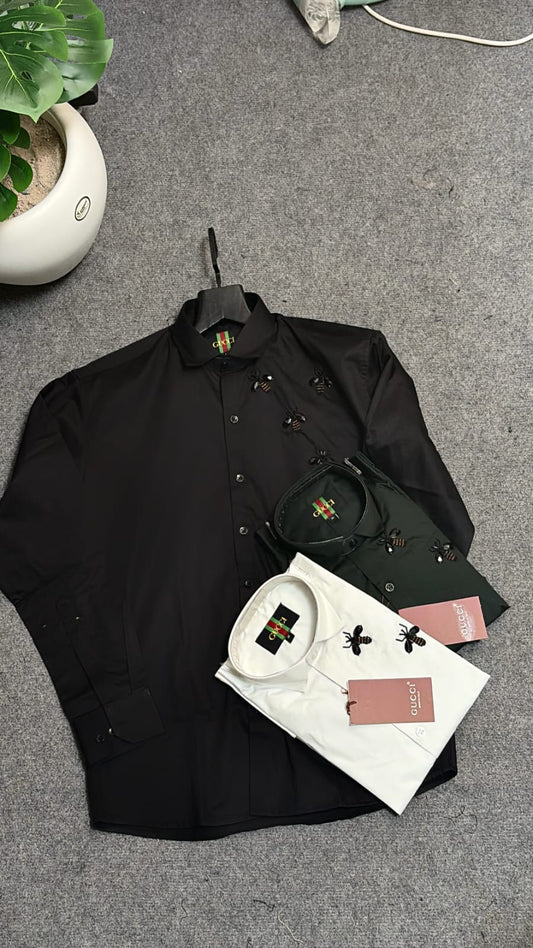 HAND EMBROIDERY SATIN COTTON SHIRT - SET OF 4 PCS ( M L XL XXL ) x Rs.595
