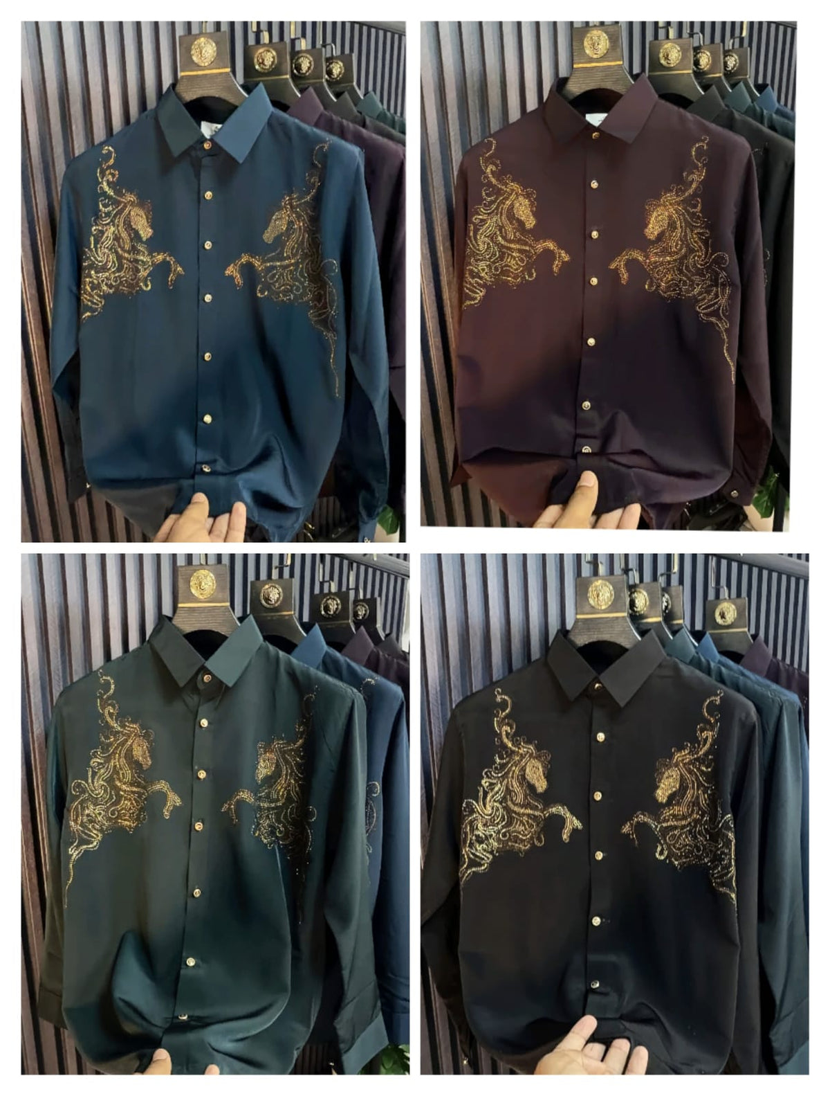 ALPHA HORSE DIAMOND SHIRT - SET OF 16 PCS ( M L XL XXL )  x Rs. 795