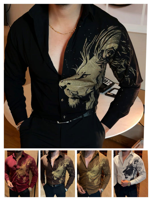 SIDE LION FACE JACQUARD JAPANESE SHIRT - SET OF 15 PCS ( M L XL )  x Rs. 795