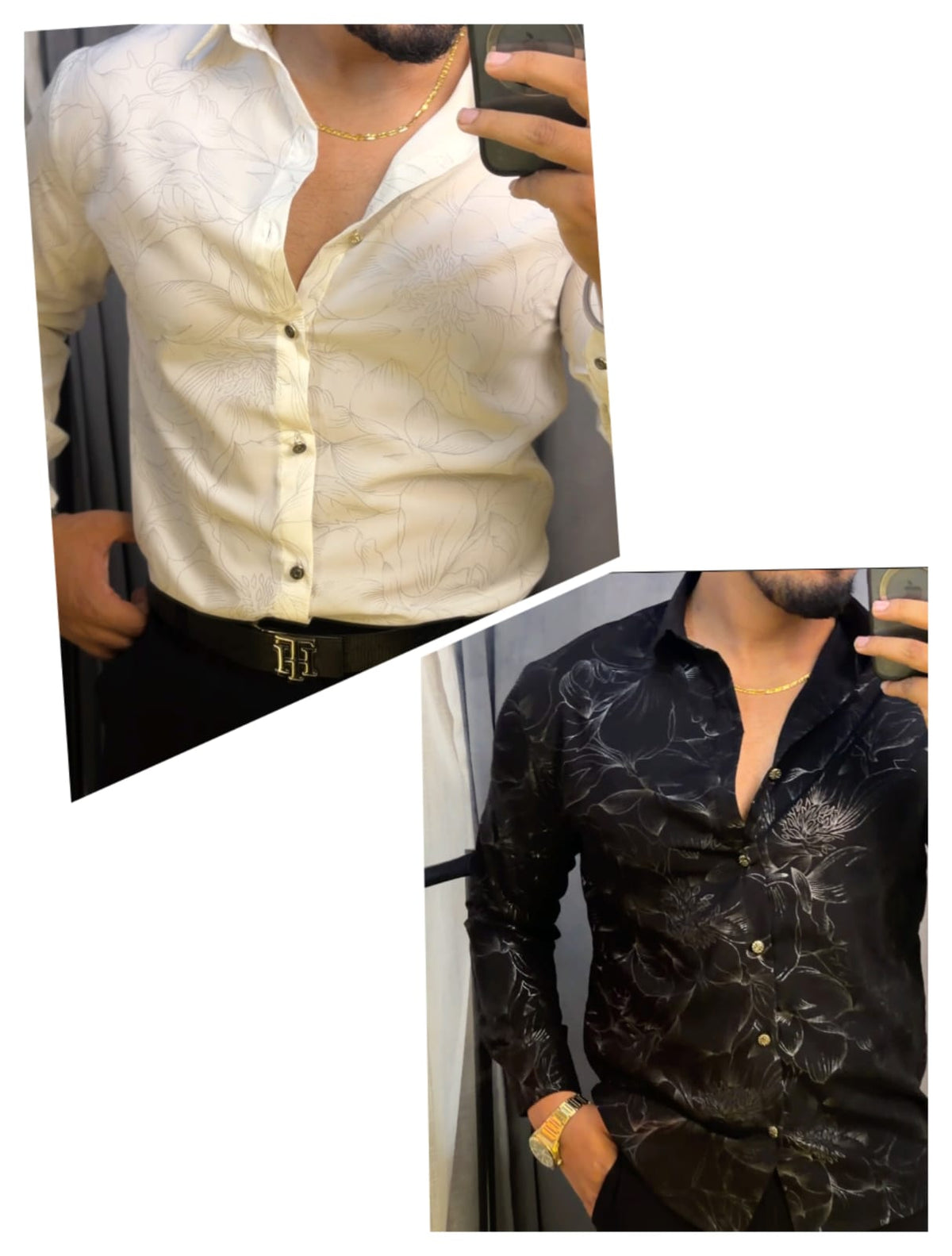 METALLIC PRINT JAPANESE SHIRT - SET OF 6 PCS ( M L XL )  x Rs. 795