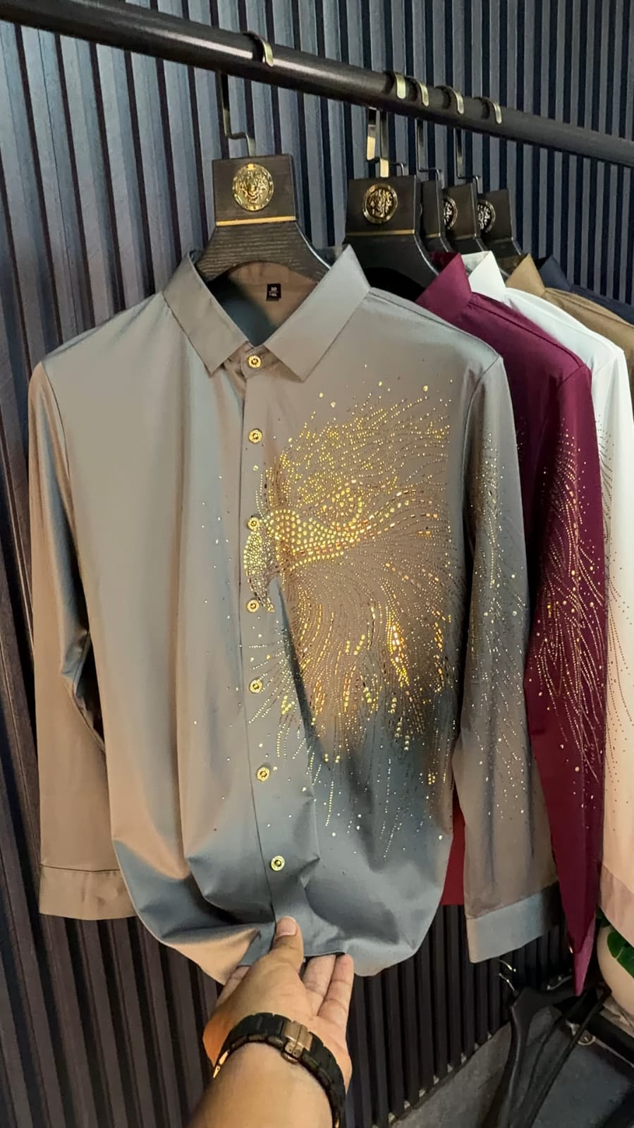 CHINA STICHLESS EAGLE JACQUARD SHIRT - SET OF 20 PCS ( M L XL XXL )  x Rs. 1195
