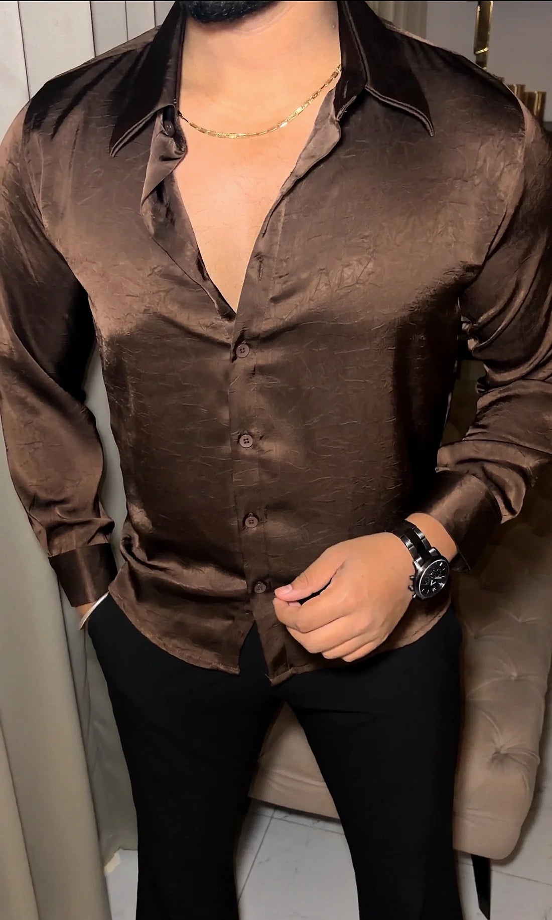 AFTERNIGHT RICH TEXTURED STITCHLESS JACQUARD SHIRT - SET OF 44 PCS ( M L XL XXL )  x Rs. 895