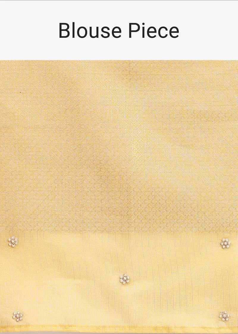 Gold Tissue Chanderi Rangkart Saree with Zardosi Work Pehenawa