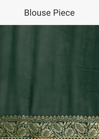 Green Khaddi Georgette Bandhani Saree With Zari Jaal Motif Weave Pehenawa