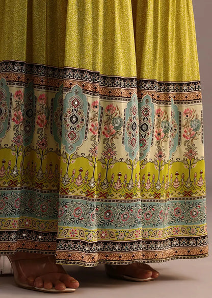 Green Printed Sharara Set With Chiffon Dupatta Pehenawa