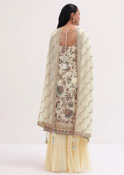 Ivory Embroidered Kurta Sharara Set Pehenawa