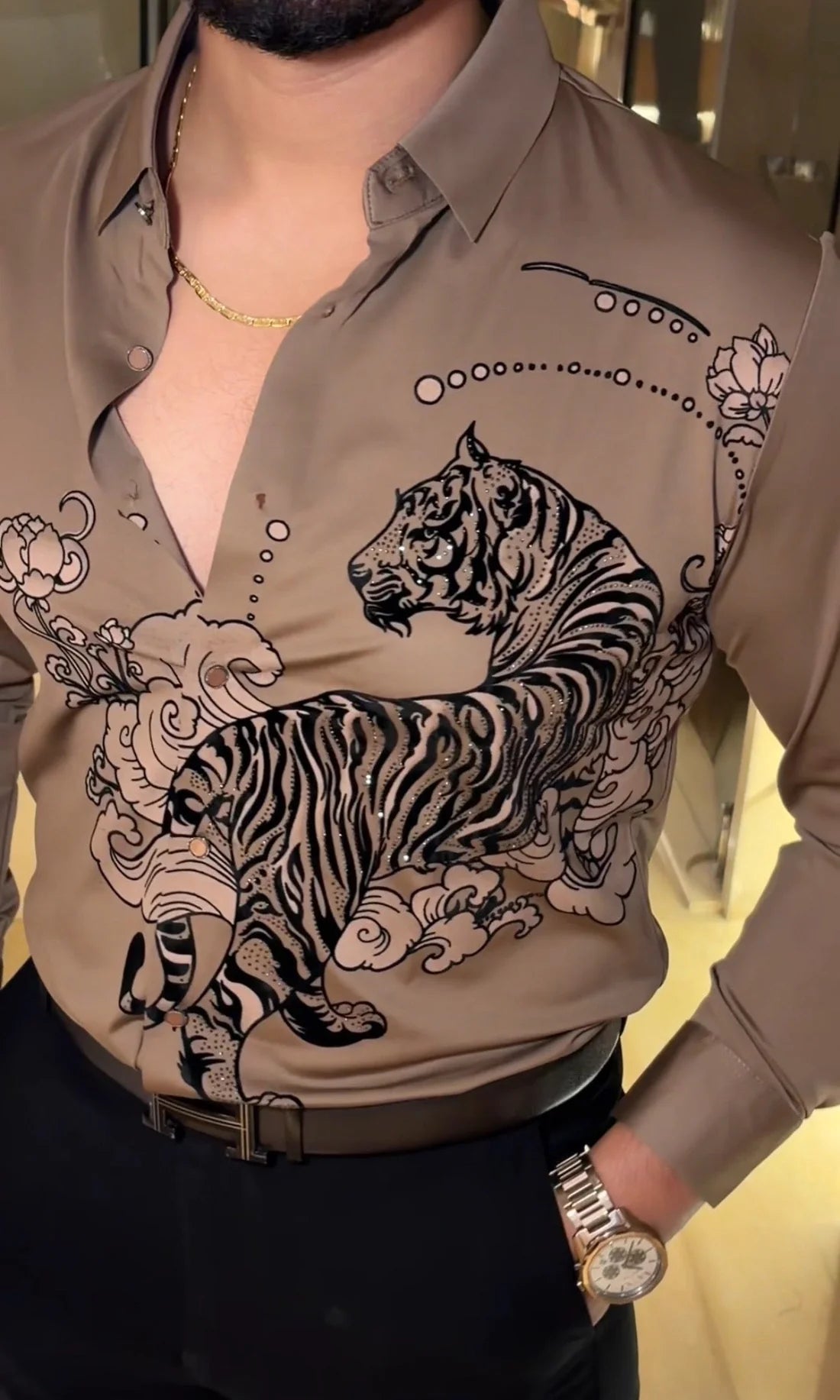 JAGUAR ROAR JACQUARD SHIRT - SET OF 16 PCS ( M L XL XXL )  x Rs. 1195