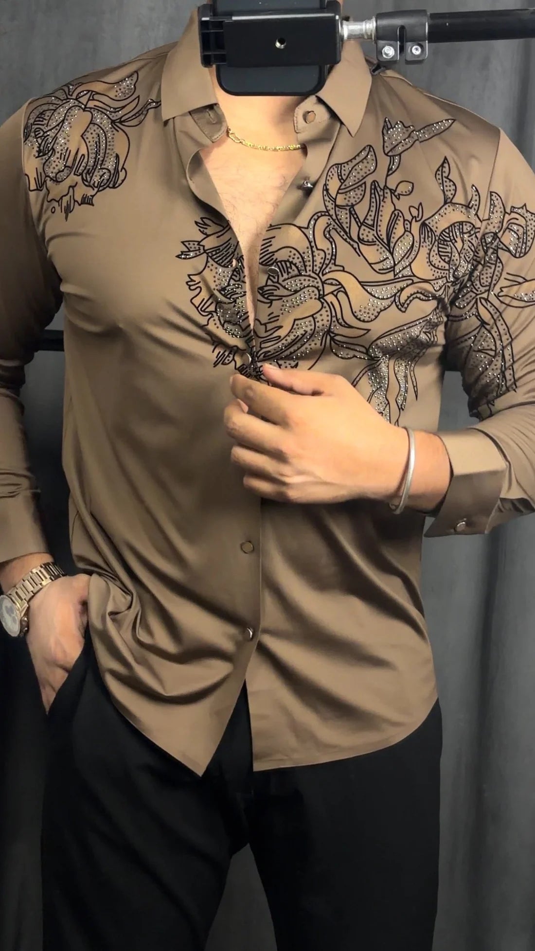 MAJESTIC FLORAL JACQUARD SHIRT - SET OF 8 PCS ( M L XL XXL )  x Rs. 1195