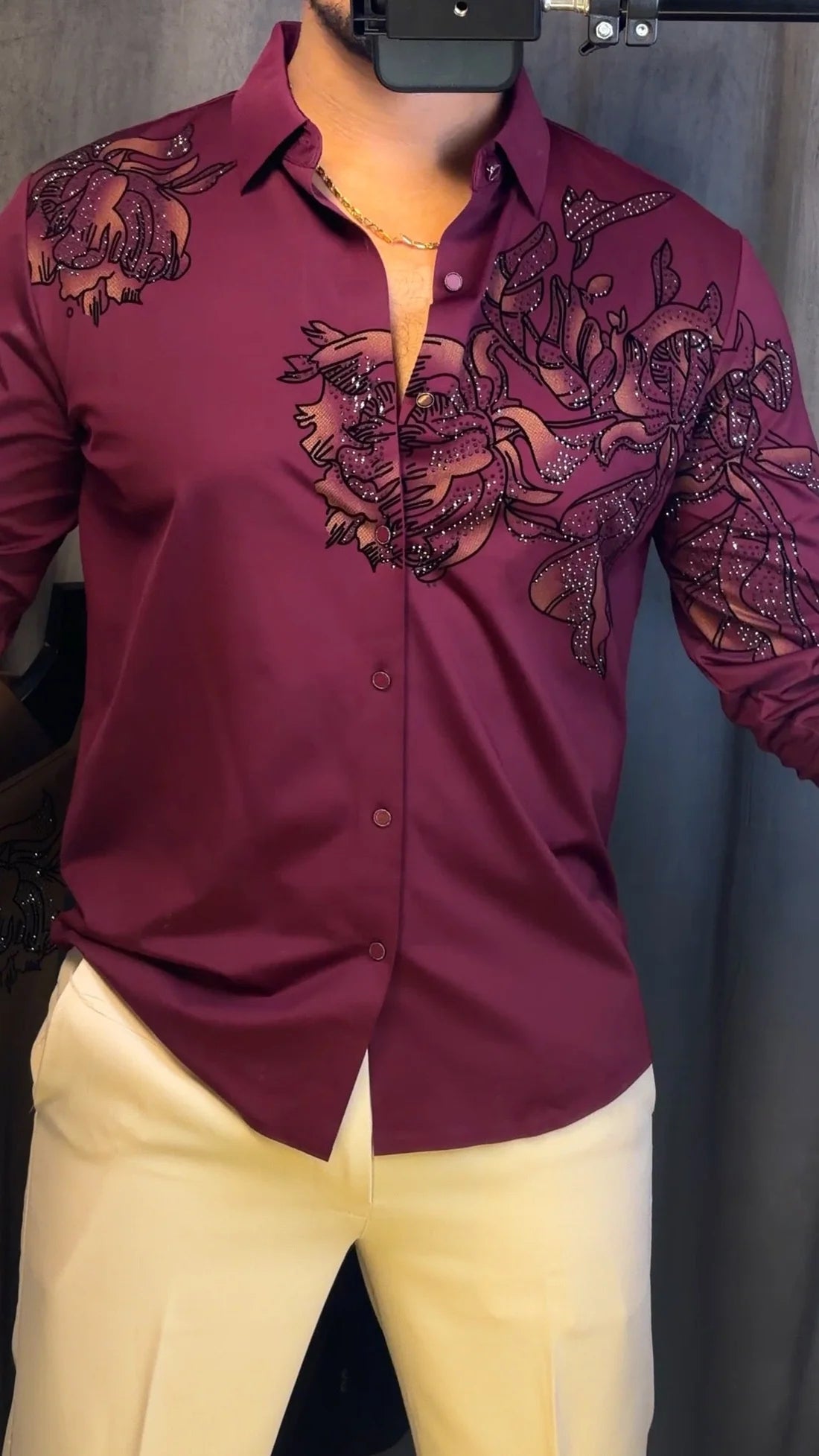 MAJESTIC FLORAL JACQUARD SHIRT - SET OF 8 PCS ( M L XL XXL )  x Rs. 1195