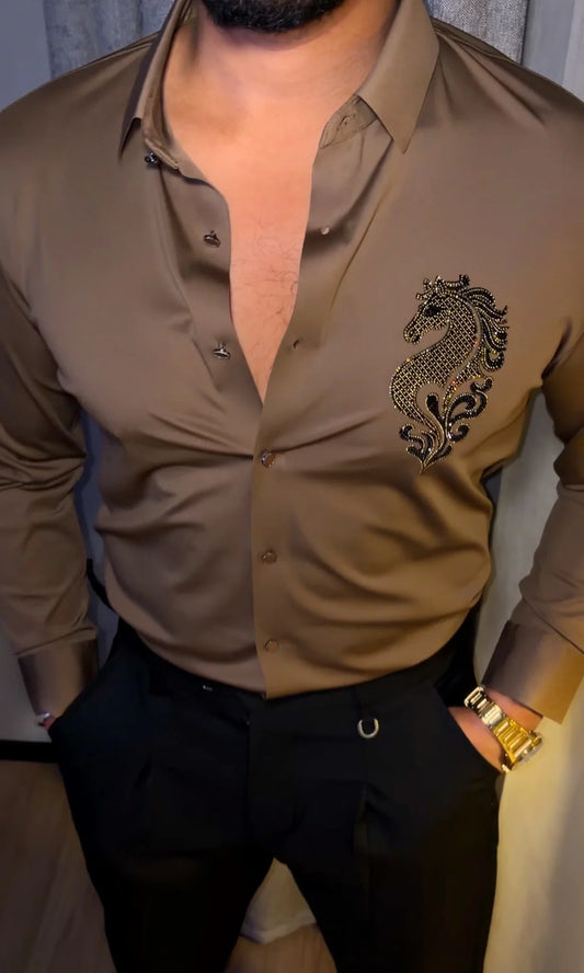 REINDEER LUXE STITCHLESS JACQUARD SHIRT - SET OF 20 PCS ( M L XL XXL )  x Rs. 1195