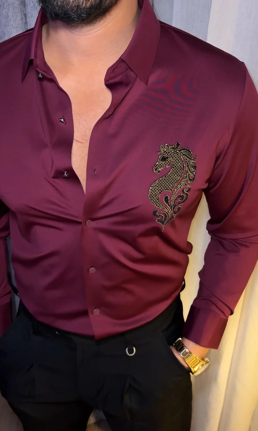 REINDEER LUXE STITCHLESS JACQUARD SHIRT - SET OF 20 PCS ( M L XL XXL )  x Rs. 1195